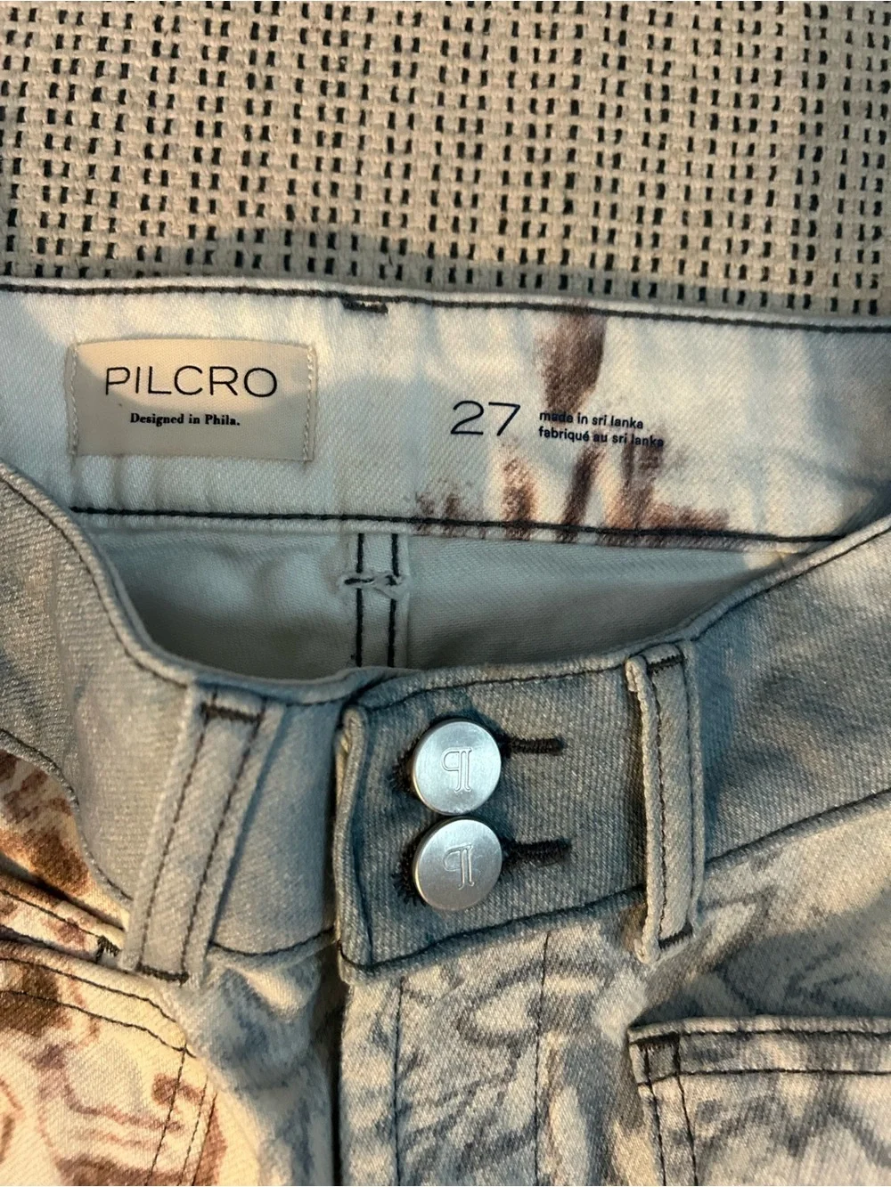 Anthropologie Light Blue Floral Tie-Dye Jeans - Picture 2 of 3